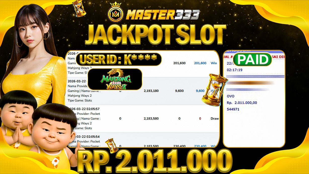 JACKPOT Rp 2.011.000 JUTA DIMASTER333 LANGSUNG DI BAYAR LUNAS